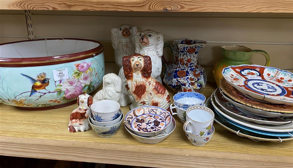 A quantity of mixed ceramics including Staffordshire dogs